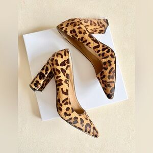 Banana Republic Leopard Calf Hair Heels | Pointed Toe Block Heel | Size 7